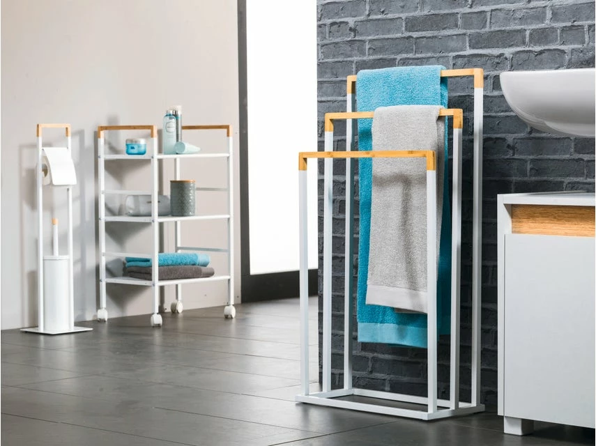 Brandneu 💯 Badezimmer-Regal White Bamboo - 40/74/31,5 cm in weiß 🧨 – Bild 2